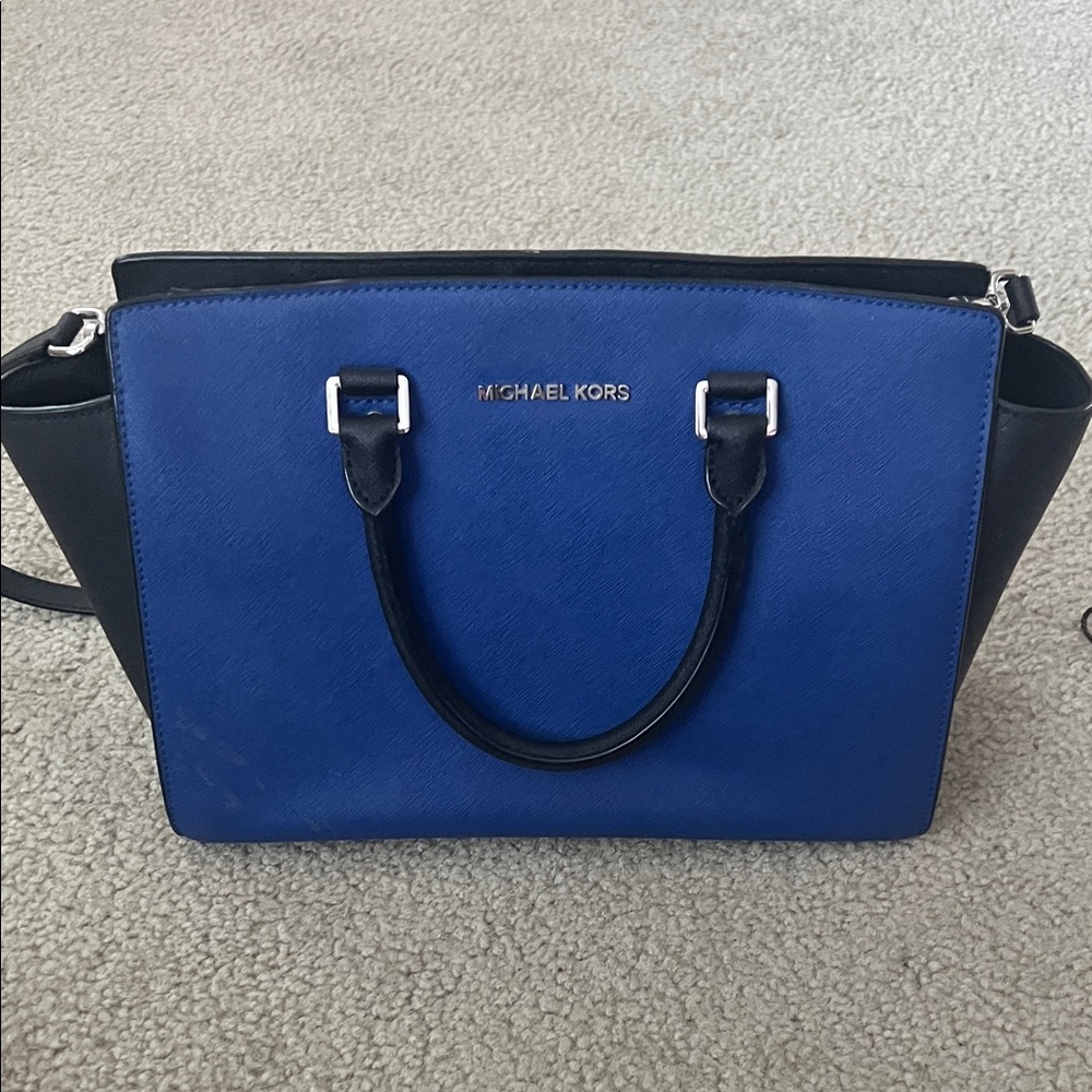 Michael Kors Two-Tone Blue and Black Satchel